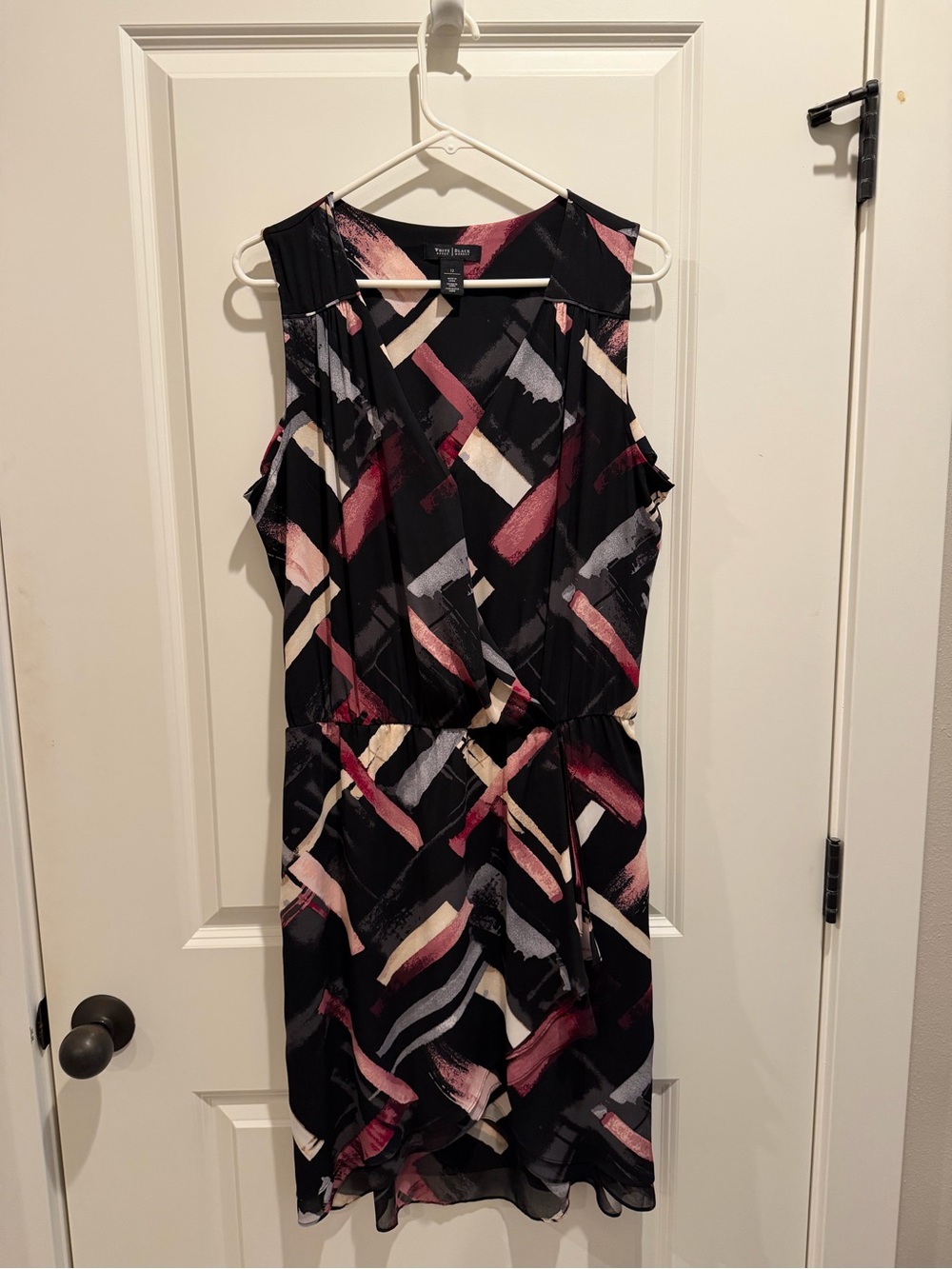 Sleeveless Brushstroke Print Dress - Pink/Gray Accents